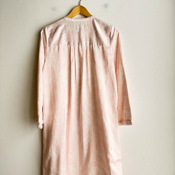 Oscar De la Renta Pink White Nightgown Long Sleeve M - Picture 8 of 11